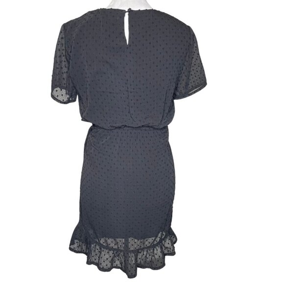 Showpo. Black Frill Lined Elastic Wrap Ruffle Short Sleeve Dress Size 4 Goth - Picture 3 of 8